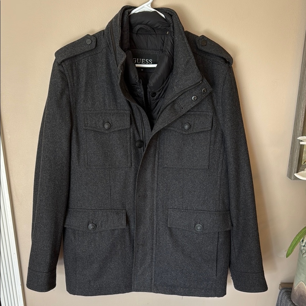 Guess Black Military Field Coat